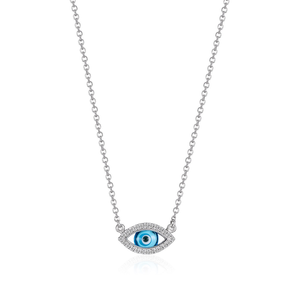 Retsina Gold Sapphire CZ Evil Eye Sterling Silver Necklace