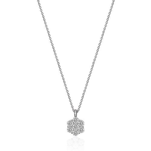Diamond flower pendent necklace white gold