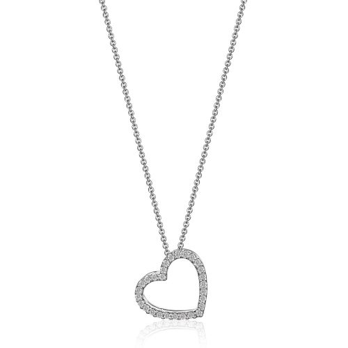 Diamond Heart Pendent Necklace White Gold