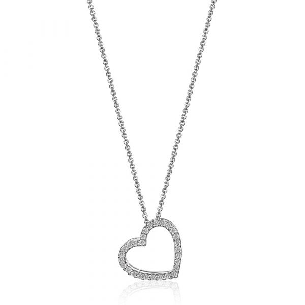 Diamond Heart Pendent Necklace White Gold