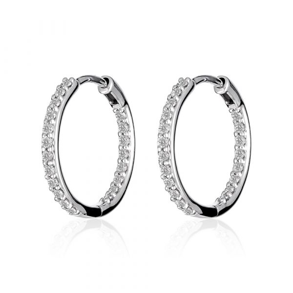Diamond hoop earrings white gold