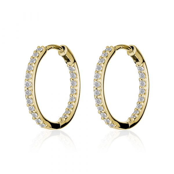 Diamond hoop earrings yellow gold