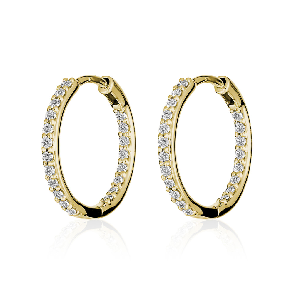 1-1/2 CT. T.W. Baguette Diamond Hoop Earrings in 14K Gold | Zales
