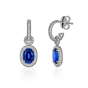 Blue Biron Sapphire Diamond Cocktail Earrings
