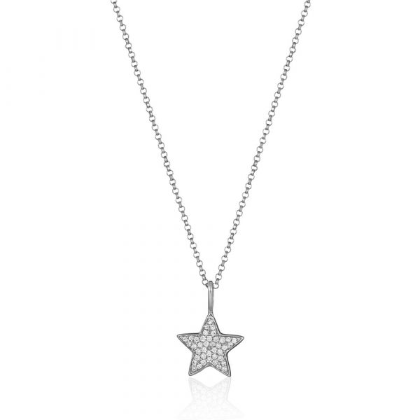 Diamond Star Necklace White Gold