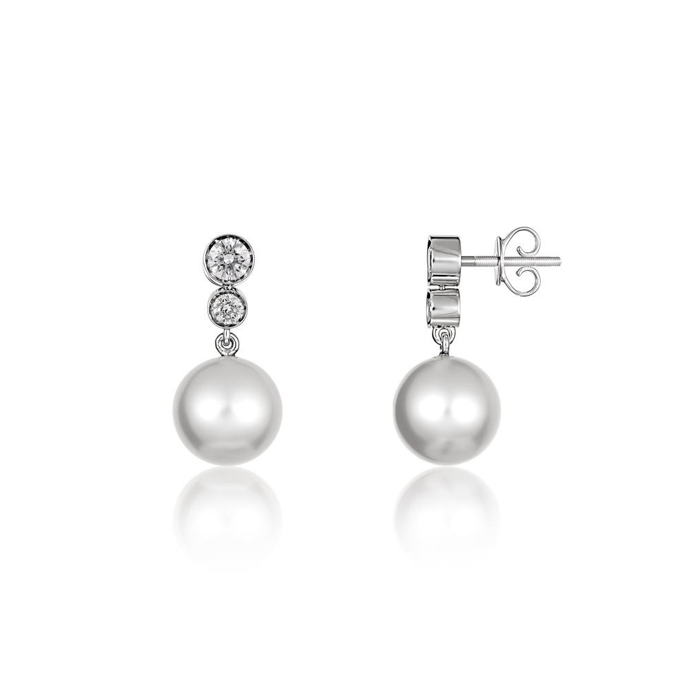 Diamond Pearl Drop Earrings - Shannakian Fine Jewellery