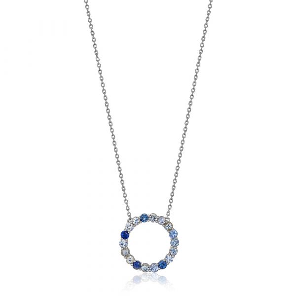 Round Blue Sapphire Pendant Necklace