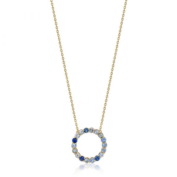 Multi Blue Sapphire Pendant Necklace Yellow Gold- Shannakian Fine Jewellery