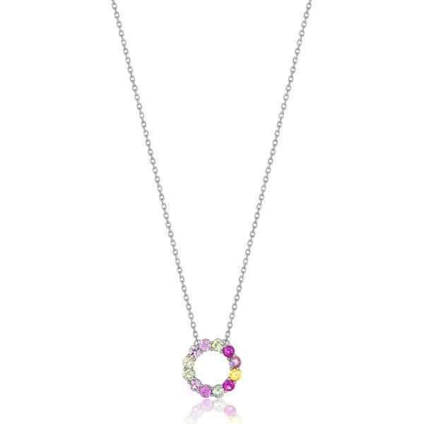 Multi Pink Sapphire Pendant Necklace White Gold- Shannakian Fine Jewellery