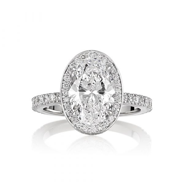 Oval Halo Pave Diamond Engagement Ring
